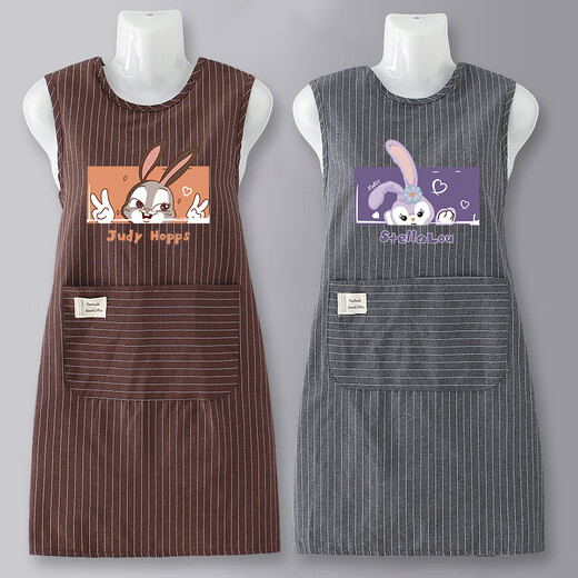 Gemengtong vest apron kitchen household pure cotton catering special cooking list 2025 new cute women's work clothes gray-ZJ701 vest vertical cotton 1 piece