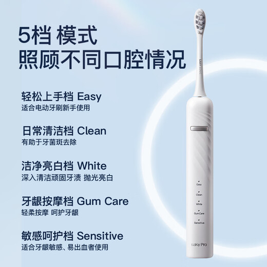 Shuke Couple Electric Toothbrush for Adults/Students for Boyfriend/Girlfriend Soft-bristled Gum Protecting Sonic 5-speed Valentine's Day Birthday Gift National Subsidy T3 White Toothbrush