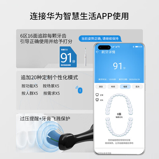 华为智选力博得电动牙刷 智能声波牙刷成人情侣款 鸿蒙智选星钻白 深度清洁送男友送女友 国家补贴