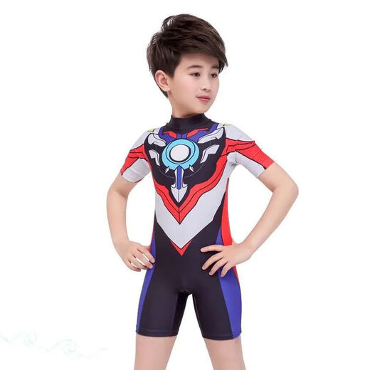 Ultraman Snoopy's new children's swimsuit boy one-piece swimming trunk boy small middle and big children beach quick-drying sun protection suit Zeta one-piece + swimming cap + glasses 120 suitable for height of about 100