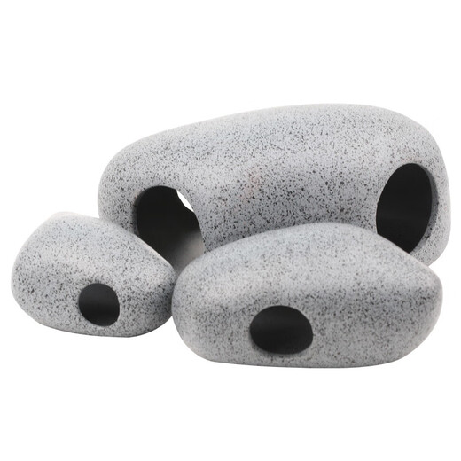 Sensen fish tank clay pot shelter house landscaping stone three lakes cichlid shelter hole breeding tank water grass shrimp house shrimp nest ZS medium three-hole goose soft stone (brown) (9.8X6.3X4