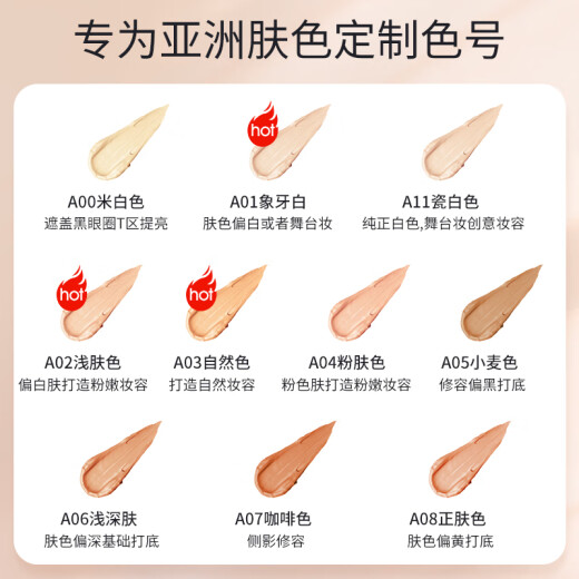 ZFC Seamless Foundation Cream Waterproof Concealer Covers Freckles, Spots and Acne Marks Wet Powder Repair Base Long-lasting Foundation A03 (Natural Color)