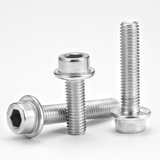 Bairite 304 stainless steel hexagonal toothed flange screw cylindrical head padded anti-slip bolt screw M5*30 20 capsules