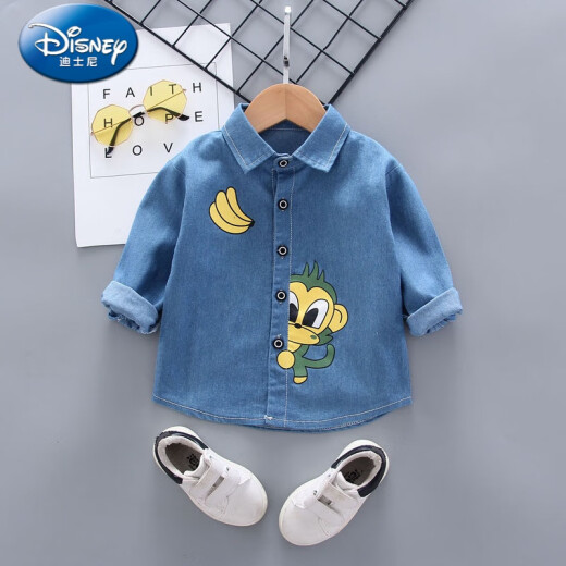 Disney's official flagship children's shirt boys' long-sleeved spring and autumn new style baby spring clothing cartoon anime shirt Korean version children's clothing bottoming top for children to wear in summer, monkey long-sleeved shirt 110cm