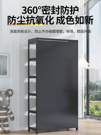 Qianyige figure Lego display cabinet household dustproof acrylic transparent model toy blind box storage display cabinet ornament rack three sides transparent 80 long 6 layers black