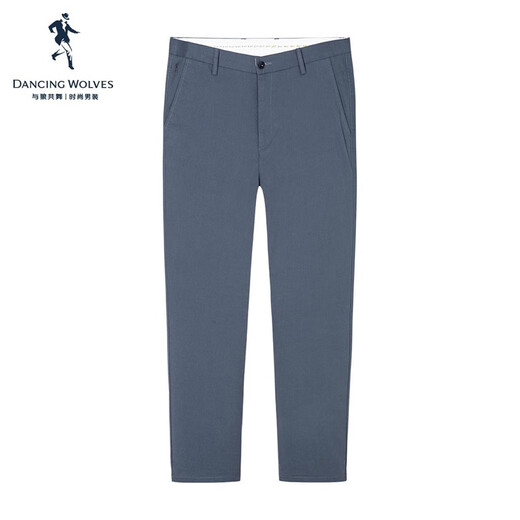 Dancing with the wolf [Cotton-Function Comfortable] Casual Commuter Mid-waist Stretch Comfortable Versatile Men's Trousers 009 Blue Gray 33