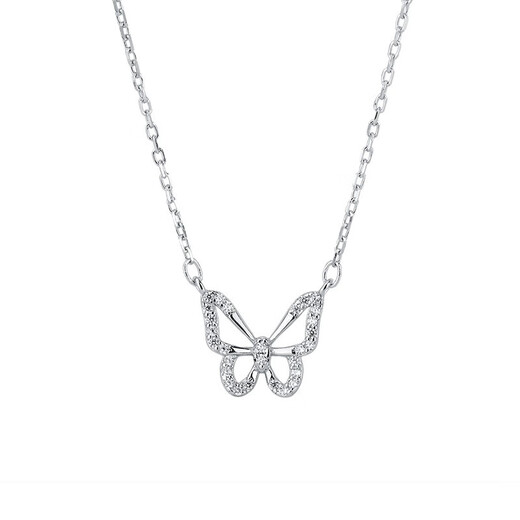 VTLs999 Pure Silver Butterfly Necklace Women's Clavicle Chain Accessories Temperament Clavicle Chain as a New Year's Valentine's Day Gift for Your Girlfriend S999 Pure Silver Necklace + Silver