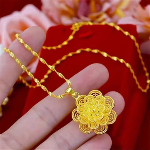 金石通万人抢香港越南沙金项链女款太阳花吊坠旺夫送生日礼 多层花朵 .8克即将售价5999元手慢无