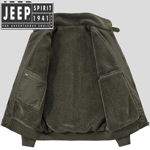 JEEP SPIRIT Autumn and Winter Cotton Clothes Men's Velvet Thickened Warm Cotton Clothes Large Size Loose Jacket Workwear Cotton Jacket Camel Model 7937A Velvet L Recommended 130-150 Jin Jin equals 0.5 kg