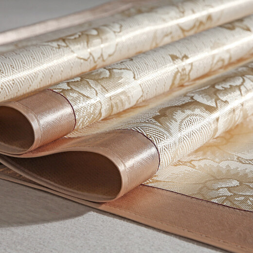 Antarctic mat home textile printed ice silk mat three-piece set widened foldable mat peony gold 1.5m bed