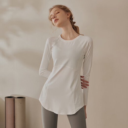LULULMCCTN long-sleeved yoga top women's Pilates professional training sports running fitness top white L