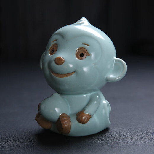 Find Ruru kiln tea pet ornaments Kung Fu tea set twelve zodiac slices can be raised azure high-end tea ceremony accessories tea table golden monkey presents auspiciousness-azure
