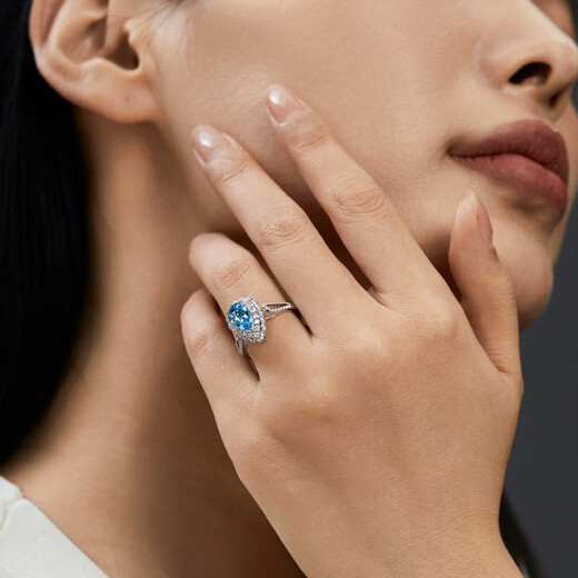 Yicai natural aquamarine ring 18k gold birthday gift for girlfriend GUILD 3.4 carats /Super Santa Maria/