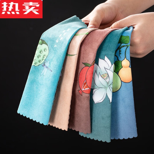 CLCEY German imported quality Kung Fu tea towel tea cloth thickened water-absorbing color painting Zen high-end tea set towel tablecloth tea gray plain tea towel 3519