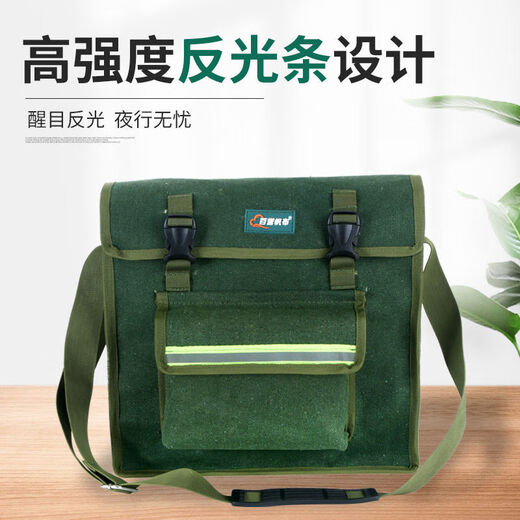 DIONO wear-resistant extra thick double-pocket double-layer construction electrician bag woodworking worker construction site labor insurance canvas shoulder bag tool bag green double pocket large size 45*34*14
