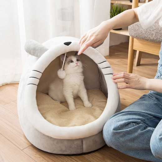 Bad pet cat kennel for all seasons in spring and summer semi-enclosed kennel yurt cat kennel warm cat house small dog pet British short cat kennel large [16 Jin [Jin equals 0.5 kg] cat 10 Jin [Jin equals 0.5 kg] dog]