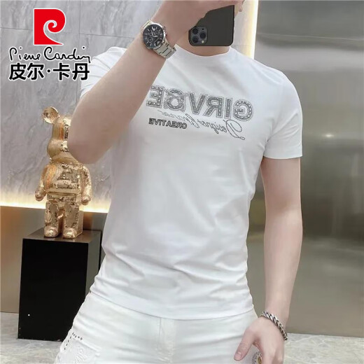 Pierre Cardin NUEVA Camiseta para hombres European Luz de manga corta Nicho de lujo Slim Nicho Redonde