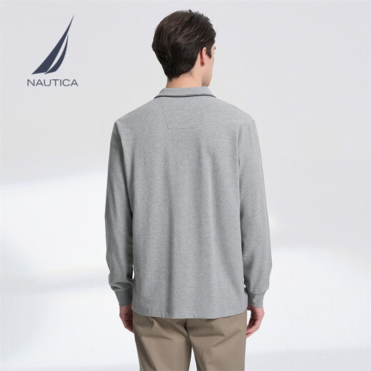 NAUTICA shopping mall same style men's spring and autumn business casual breathable skin-friendly long-sleeved POLO shirt for men KO3103 dark gray 00E (231) XL