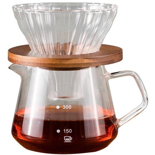 Ye weika Einfache handmachende Kaffeekanne Set Filter Tasse Teilen Töpfer Tropf Filterbohnenschlepper Brauen Utensil Große Filterbecher + Bambushalter