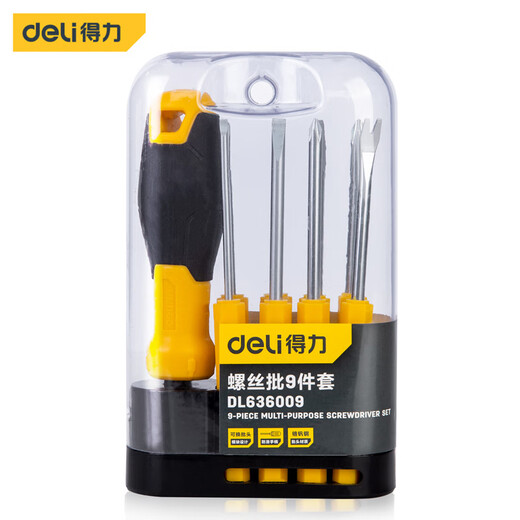 Deli multi-purpose screwdriver chrome vanadium steel screwdriver driver set 9-piece set DL636009