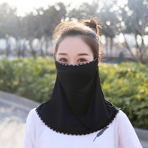 Shanda [two packages] ear-mounted sunscreen mask for women in summer ice silk scarf outdoor riding mask face protection breathable sunshade neck scarf veil washable neck protection neck cover for women [solid color bean green + light gray] [two packages]