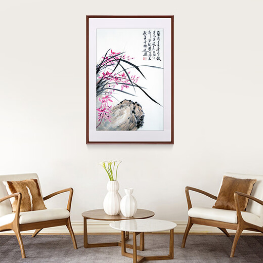 Hanao famous hand-painted Chinese ink ink orchid entrance decoration painting restaurant hanging painting corridor aisle wall mural vertical version orchid c style, framed with solid wood frame 70*50cm