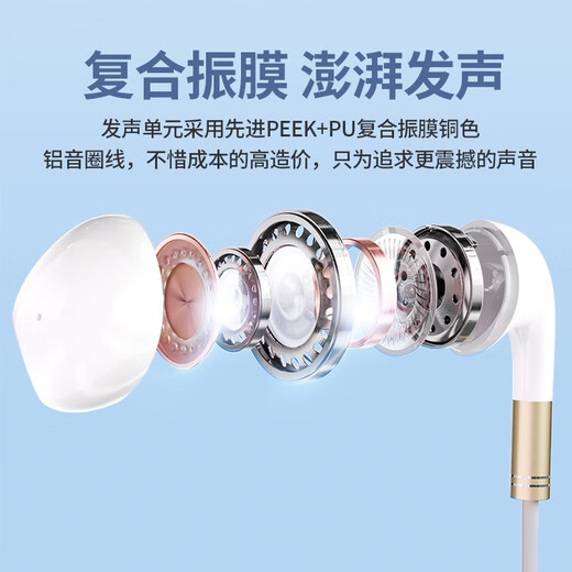 Sibyl 2025 new model丨with storage box high-quality headphones wired semi-in-ear game karaoke call noise reduction 3.5mm round hole Type-C interface universal cute cherry blossom pink 3.5mm round hole 丨wire control with microphone 丨super clear call