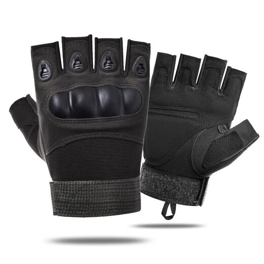Shanta Blackhawk Tactical Gloves Men's Outdoor Sports Fitness Cycling Protection Military Fan Fighting Non-Slip Wear-Resistant Breathable Half Finger Gloves Men's Motorcycle Gloves Half Finger Small Shell Black L (Suitable for most hand sizes)