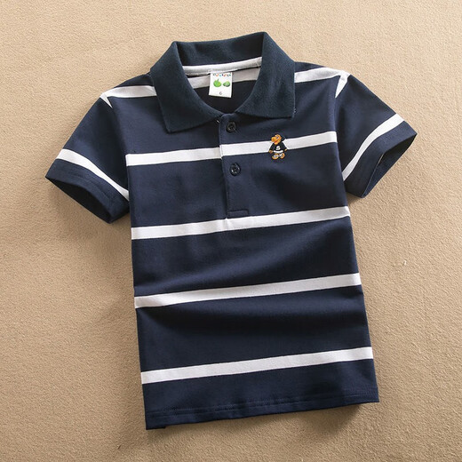 Ropa para niños Camiseta de manga corta Camiseta de verano para niños Camiseta de polo de rayas de solapa de solapa para niños nuevos de manga media