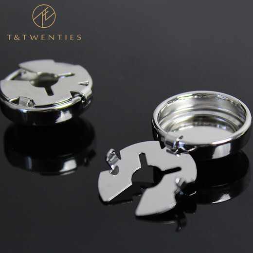 T&Twenties简约免打孔袖扣男士西装衬衫纽扣法式男西服衬衣袖口装饰扣女袖钉 KT001 深海蓝猫眼石&银色镶边1对