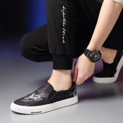 Poezonis men's shoes one-foot loafers spring canvas shoes men's Korean style lazy casual summer breathable board shoes 11967 style 40