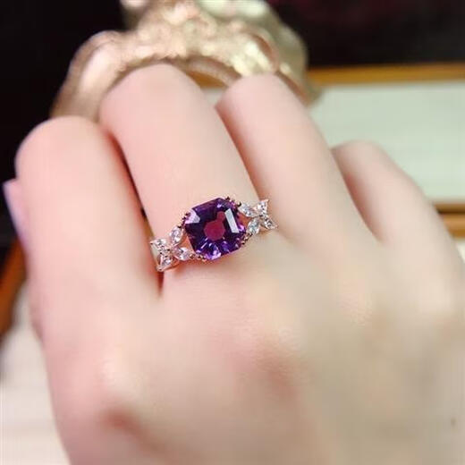 
Amethyst Ring Square 8mm Ring Purple Gem Ring Women's SN4859 Ring Platinum Living