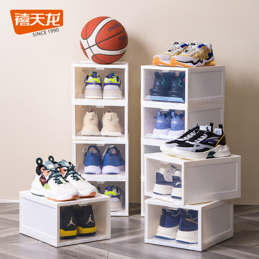 Citylong Transparent Shoe Box AJ Shoe Storage Box Gaobang Transparent Display Wall Magnetic Anti-Oxidation Acrylic Shoe Box Front Opening White 6 Pack with Camphor Balls Transparent