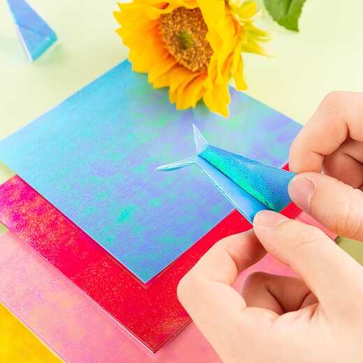 Morning Light (M/G) Colorido Mil Paper Crane Origami Square Estudiantes de origami para niños Diy Corte de papel colorido Corte H683 GLITTER Origami 40 páginas/145*145/10 Color 1 Pack