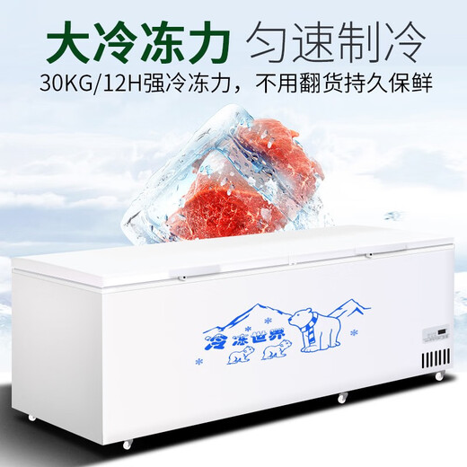 冰山雪冰柜商用家用卧式冷柜大容量冷冻展示柜商用冷冻柜大容量冷柜商用冷柜 688单温智控1.6米