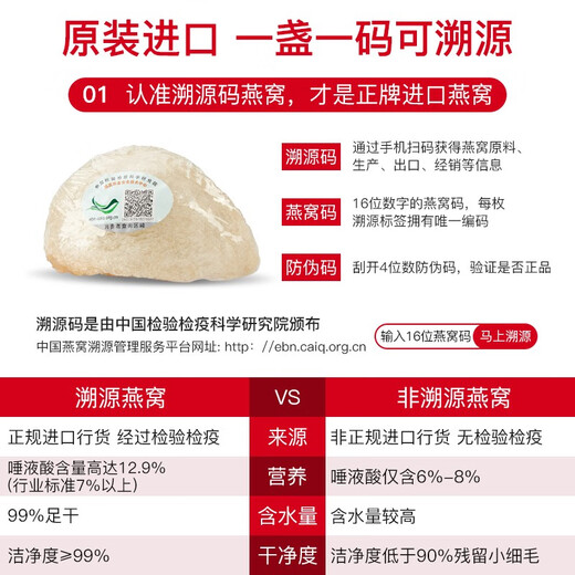 【特级干燕】御丝燕马来西亚原装CAIQ溯源码干燕窝孕妇 干盏天然燕盏备孕期营养补品礼盒送礼佳品 溯源珍品白燕盏 200克