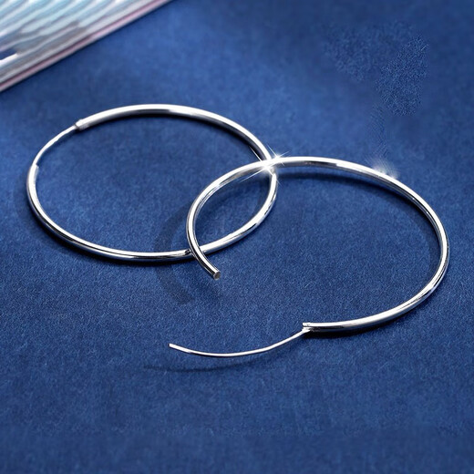 Fat Donglai's same style platinum large earrings, genuine PT950 women's white 18k gold earrings 5 cm exaggeratedly large 520 for my girlfriend, platinum large earrings (5 cm)