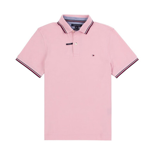 Tommy Hilfiger Tommy Men's Clothing New European and American Colord Colord Casual Slim Men's Short à manches courtes 673/670/691 Pink L (environ 90 kg)