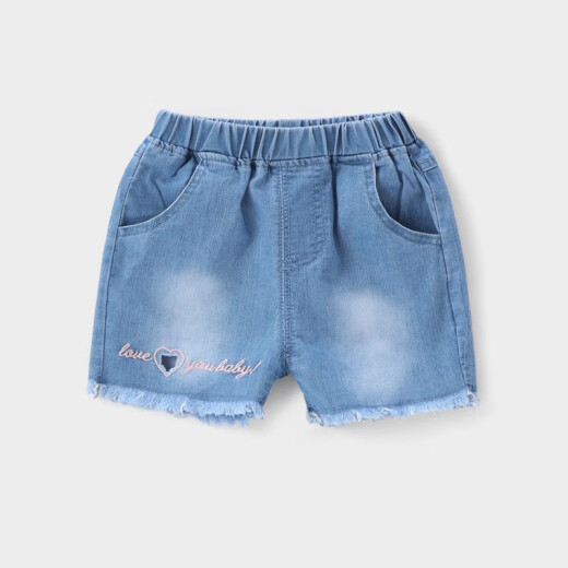 Jerry Babe children's clothing girls' pants thin baby denim shorts baby girl summer dress fashionable outer pants summer denim blue 110