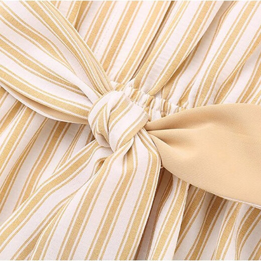 
Shanidoluo large size women's summer clothing fat mm new product fat sister fat man looks slim and covers the belly dress short sleeves 15925 yellow 3XL recommended 140-160Jin [Jin equals 0.5 kg] to wear