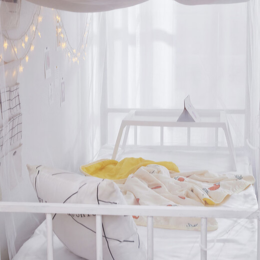 Acacia Tung Mosquito Net for Student Dormitory Single Bed and Lower Bunk Universal Dormitory 1m Household Zipper Type 1.2 Meter Special Zipper Type Dust-proof Top Jindian White 1.2 Width 1.9 Long 1.6 Height