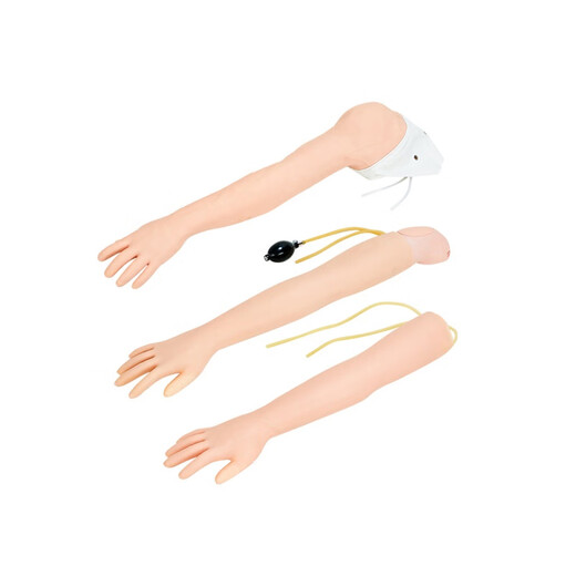 SHXI arteriovenous puncture and infusion arm model with indwelling needle for nurses to practice needle insertion and intramuscular injection training, injection and blood drawing S short arm + cloth bag