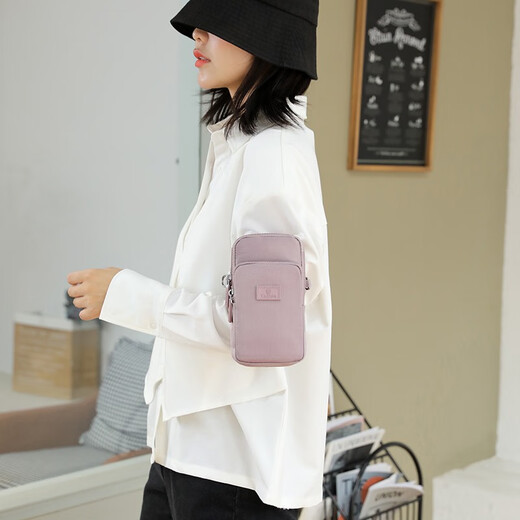 Dongxuan Summer Running Sports Arm Bag Mini Mobile Phone Bag Shoulder Crossbody Bag Mobile Phone Bag Wrist Fitness Women's Wrist Bag Women's Key Coin Purse Light Purple