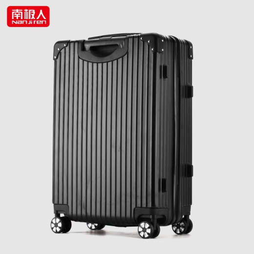 Antarctic suitcase trolley case, small male large capacity password travel universal wheel boarding leather female student right angle zipper style - black 26 inches (can be checked)