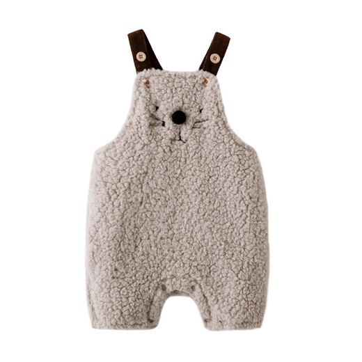 Auro Mesa baby clothes autumn and winter male and female baby sling jumpsuit lambswool warm sling shorts hat bear set picture color 90cm/18-24M