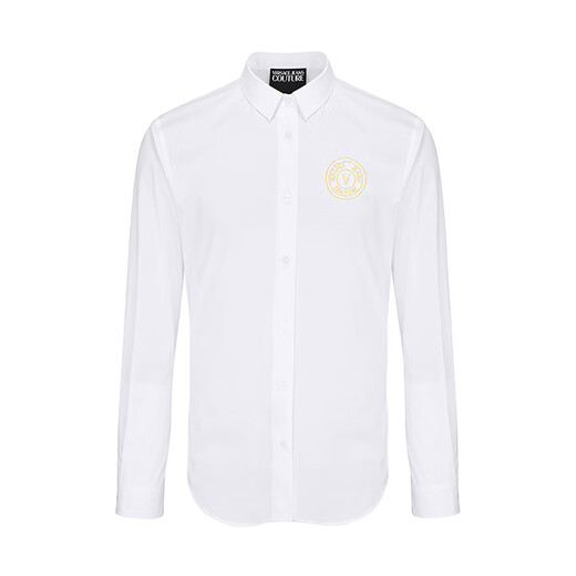 VERSACE JEANS COUTURE奢侈品男装新款男士棉奢华刺绣金标修身长袖衬衫12119 礼物 白色 48