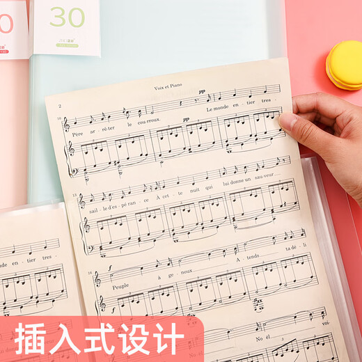 递乐 A4/40页文件夹资料册多层插页档案夹透明乐谱收纳盒分类试卷夹孕检资料夹文件袋 12140湖蓝色 