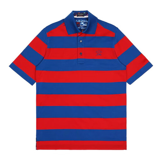 Paul/Shark (Paul Shark) Camisa de polo casual de moda y de moda para hombres, tapa de manga corta de la solapa de algodón, gran marca de ropa de lujo para hombres de lujo, rayas rojas y azules [edición amplia] E14P0121 683 m tamaño