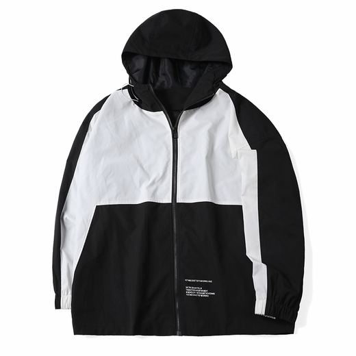 
Twister Fashion Brand Large Size Men's Wear Plus Fat Plus Jacket Men's Hooded Loose Fat Jacket JK1203 Black and White Double Pair 6XL (250-275Jin [Jin equals 0.5 kg])