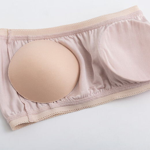 Silk non-slip strapless tube top mulberry silk large size glossy wrap bra bottoming bra with breast pads white L
